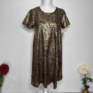 NEW Lularoe Black and Gold Lame Shift Dress